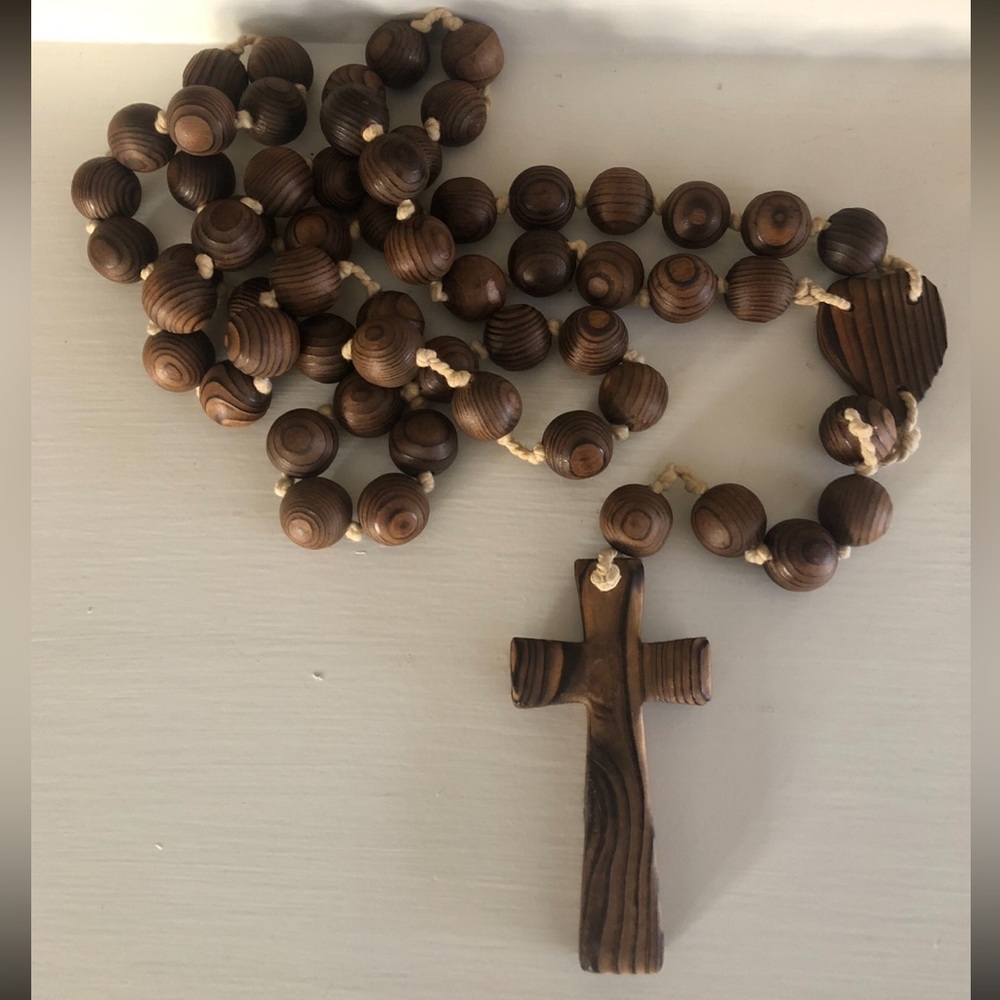 Large Catholic Wooden Rosary Prayer Beads